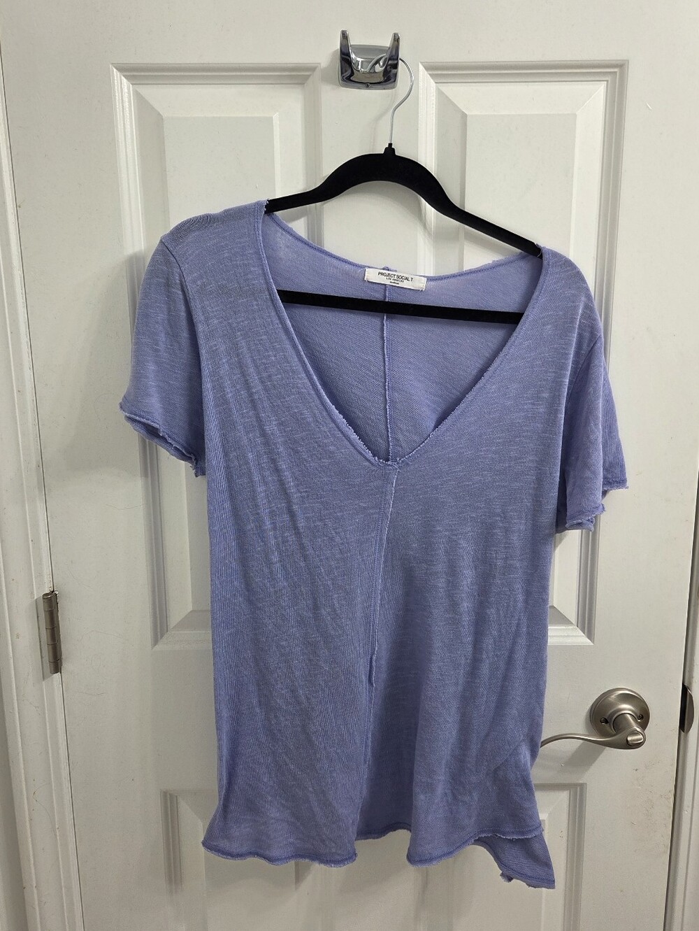 Project Social T Soft Lavender V-Neck Short Sleeve Tee
